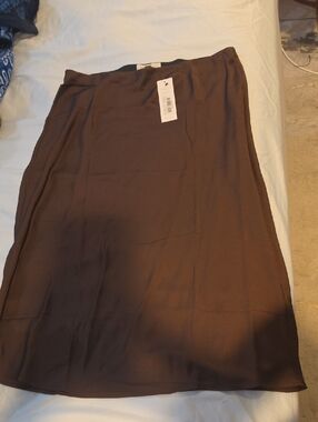 Amour Vert Eve Silk Midi Skirt Espresso
